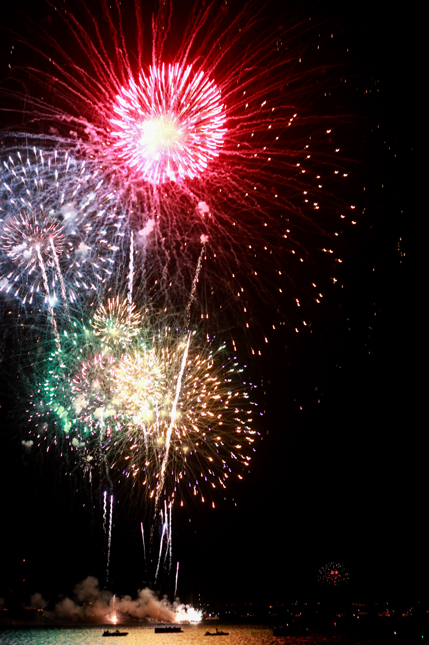 Fireworks on Lake Wawasee in Indiana on the 4th of July